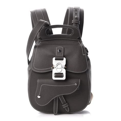 Saddle Backpack Dior Gray Grained Calfskin